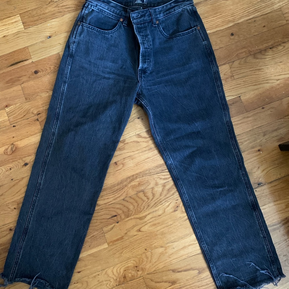 Abercrombie “Annie” high rise straight black jeans